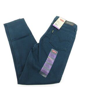 Levi's Girls Sateen Legging Jeans Adjustable Waist Stretchy Satin Finish Teal 6X